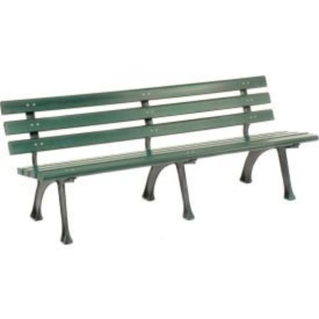 GLOBAL EQUIPMENT 6' Plastic Park Bench With Backrest, Green 240126